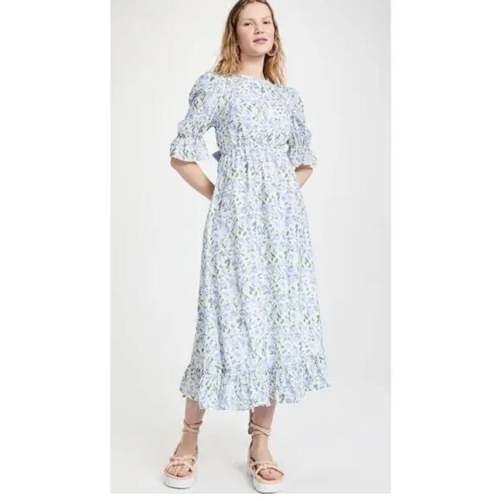 Sister Jane Blue and White Floral Long Sleeve Dress